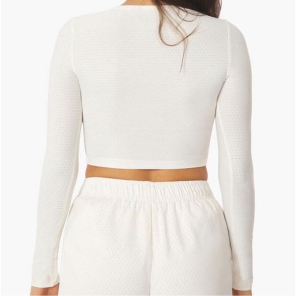 WEWOREWHAT LADIES CROP TOP IN LONG SLEEVE IN A SLIM FIT WITH A CREW NECKLINE - Picture 2 of 5